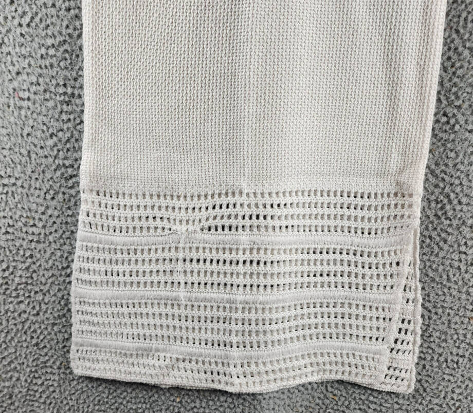 AQUA Pointelle Knit Midi Skirt Women's XS White Side Slit Elastic Waist Pull On