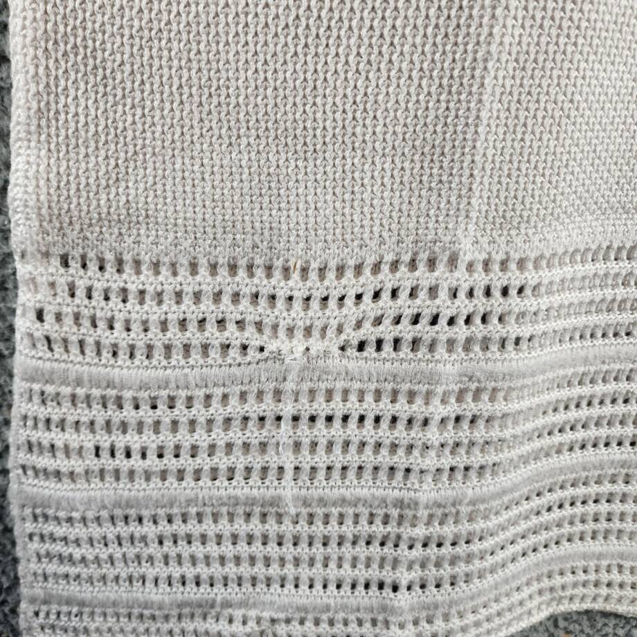 AQUA Pointelle Knit Midi Skirt Women's XS White Side Slit Elastic Waist Pull On