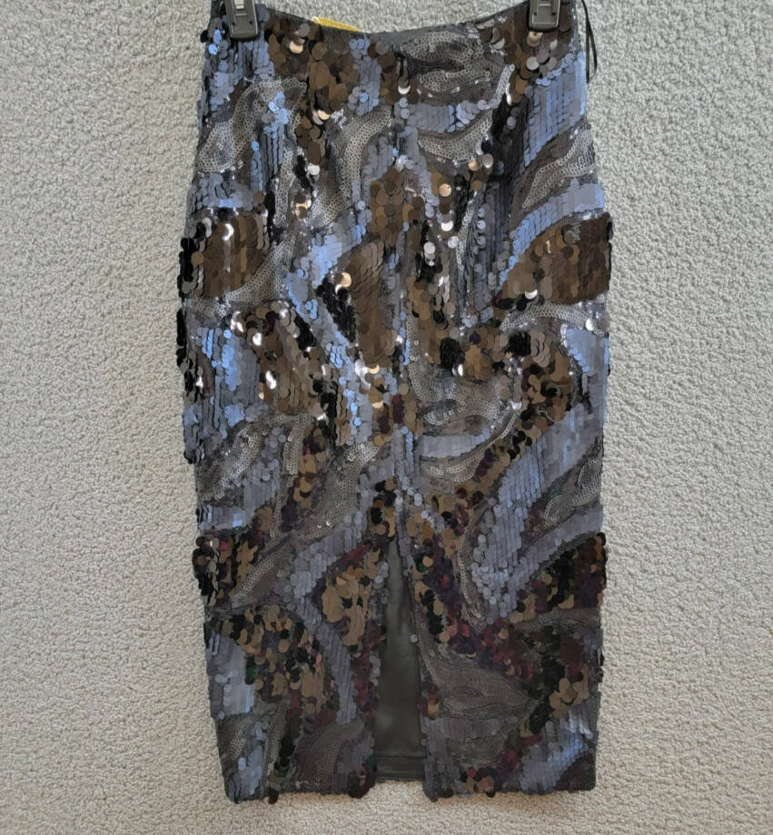 Ramy Brook Stanley Donnelly Sequin Midi Skirt Women's Black Back Zip Closure 2