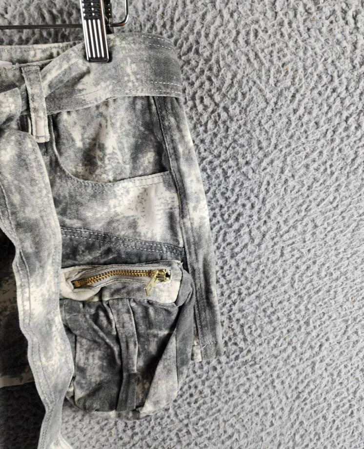 Madonna & Co. Cargo Denim Mini Skirt Women's S Gray Acid Wash Button Zip Closure