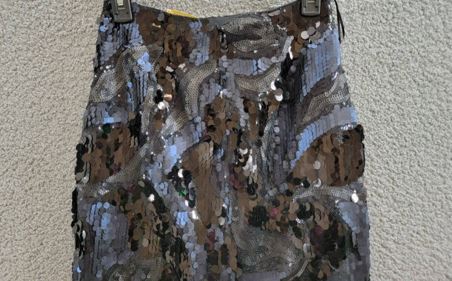 Ramy Brook Stanley Donnelly Sequin Midi Skirt Women's Black Back Zip Closure 2