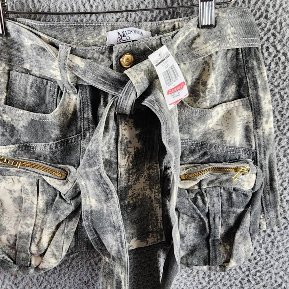 Madonna & Co. Cargo Denim Mini Skirt Women's S Gray Acid Wash Button Zip Closure