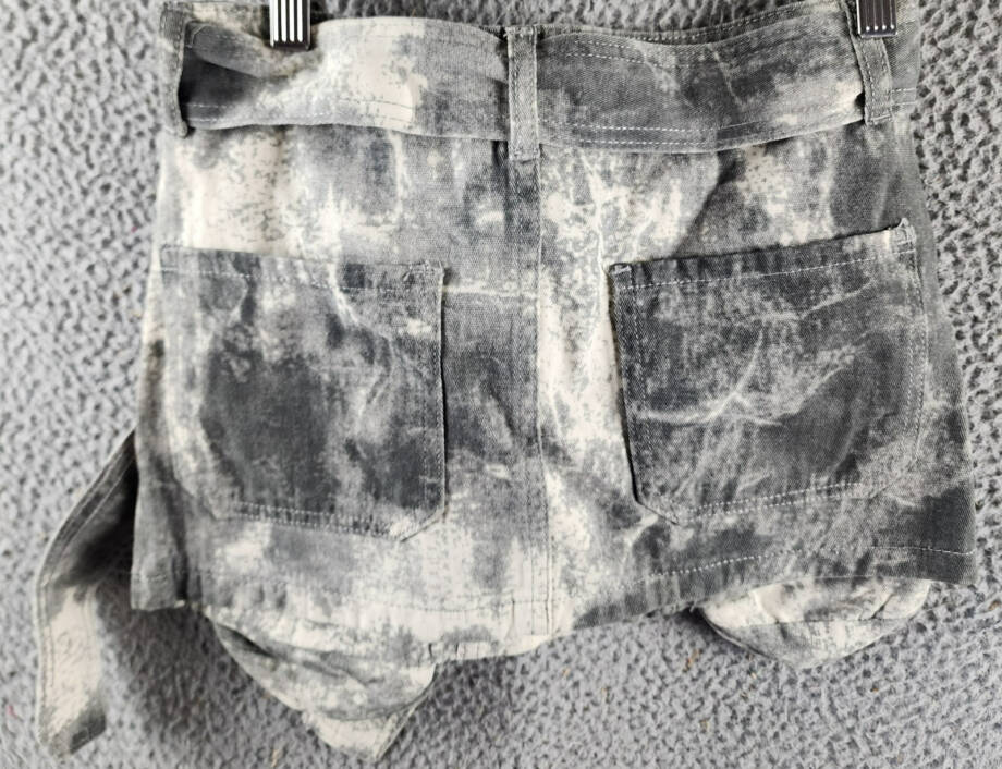 Madonna & Co. Cargo Denim Mini Skirt Women's S Gray Acid Wash Button Zip Closure