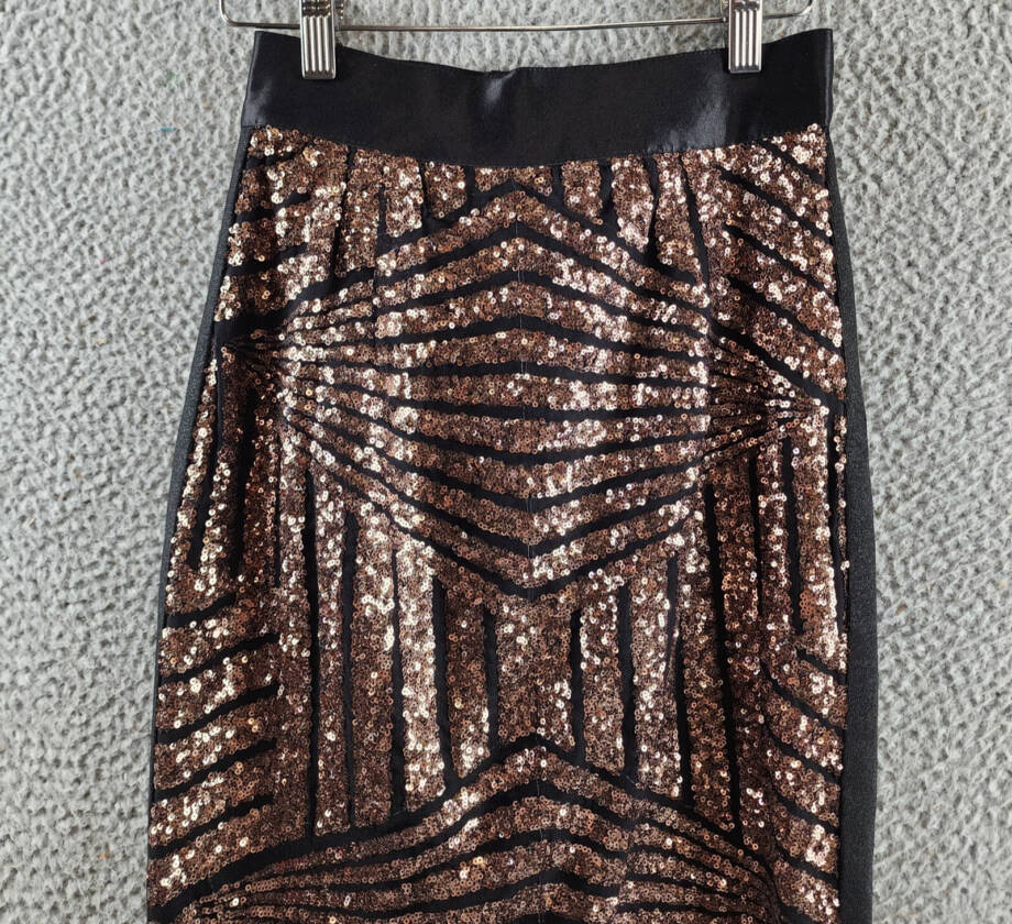 Gracia Embellished Party Pencil Skirt Women's Small Black Back Zip Closure