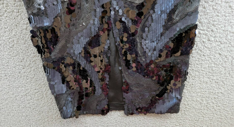 Ramy Brook Stanley Donnelly Sequin Midi Skirt Women's Black Back Zip Closure 2