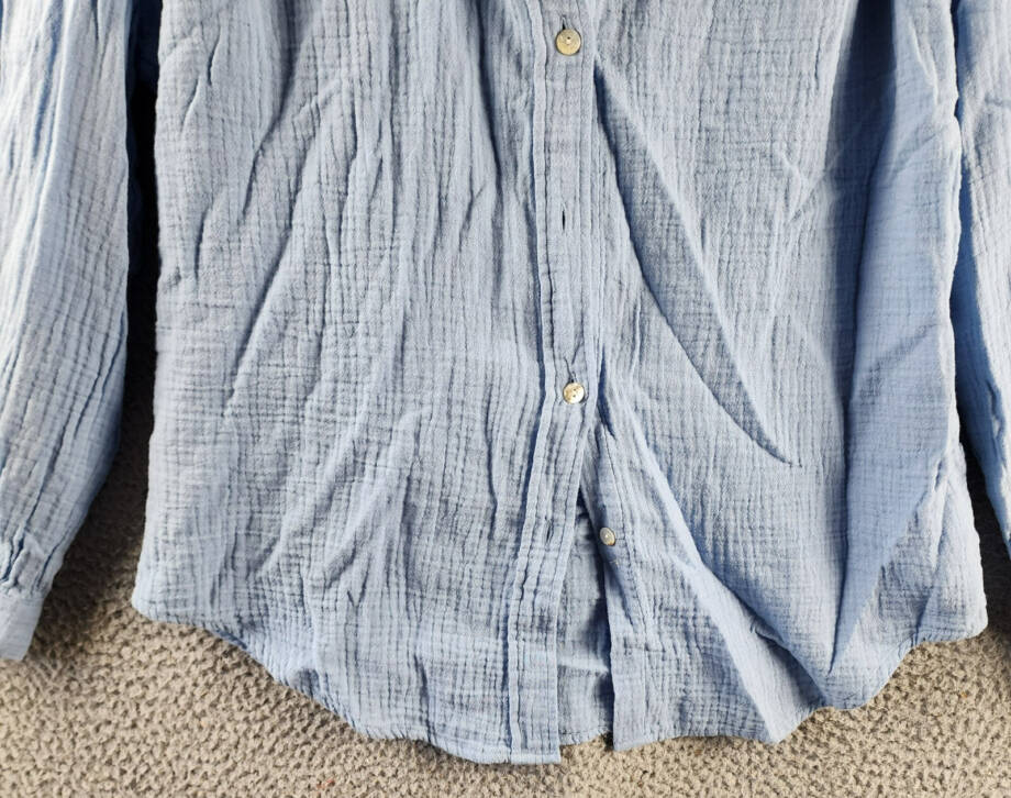 Rails Charlet Relaxed Fit Button Top Women's XS Vista Blue Solid Long Sleeve