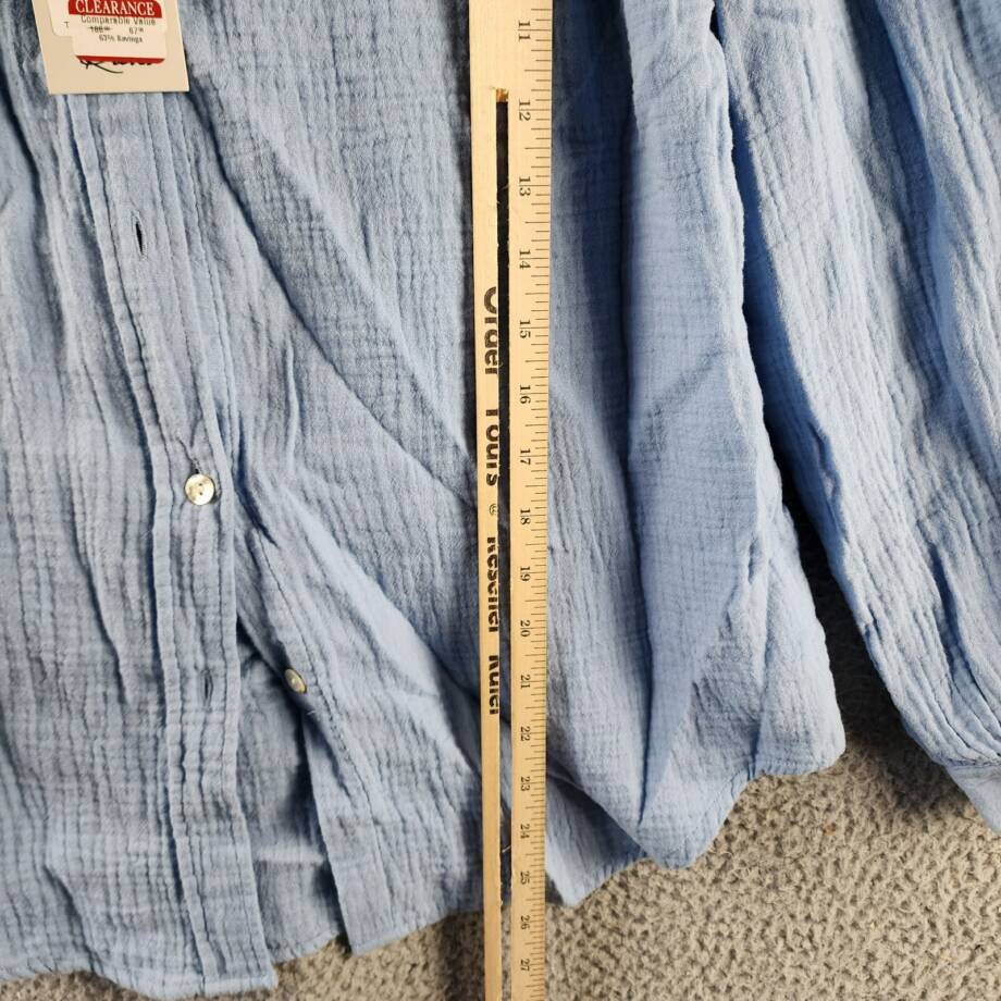 Rails Charlet Relaxed Fit Button Top Women's XS Vista Blue Solid Long Sleeve