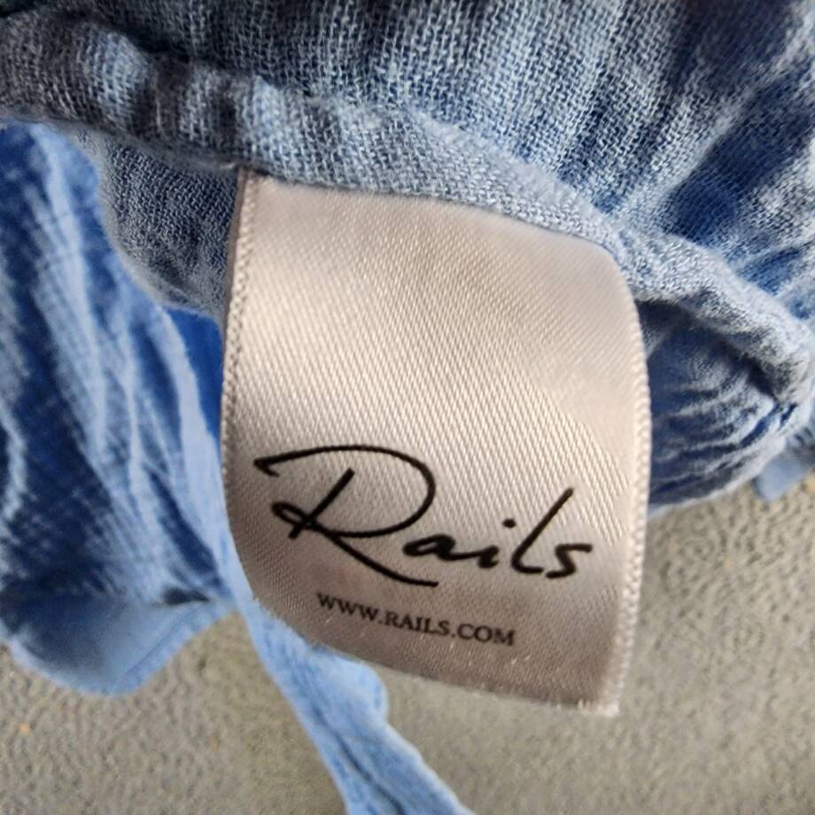 Rails Charlet Relaxed Fit Button Top Women's XS Vista Blue Solid Long Sleeve