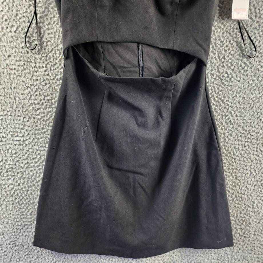 French Connection Whisper Cutout Dress Women's 4 Black V-Neck Back Zip Closure