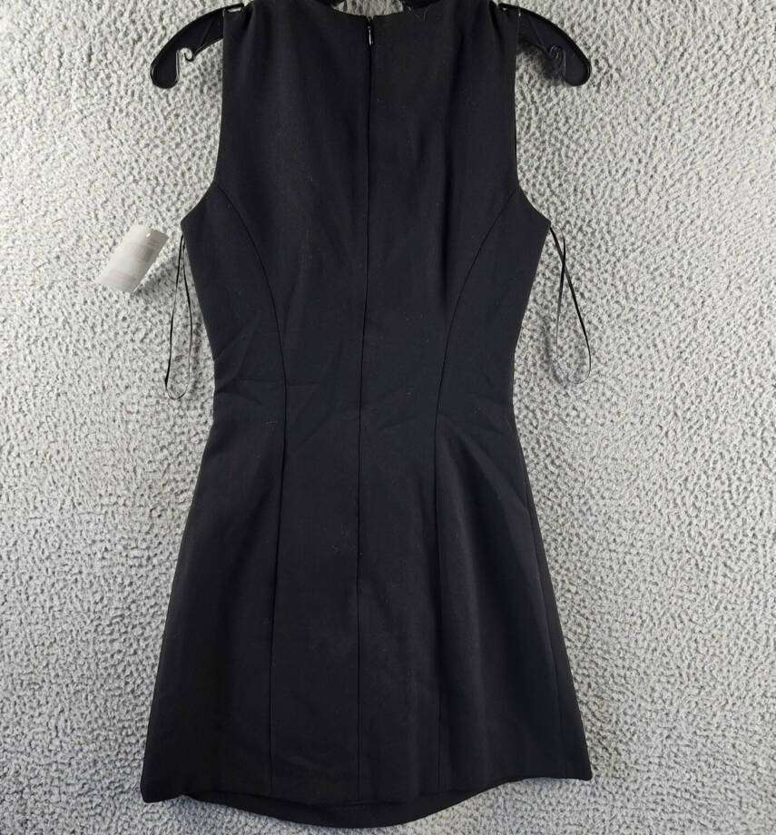 French Connection Whisper Cutout Dress Women's 4 Black V-Neck Back Zip Closure