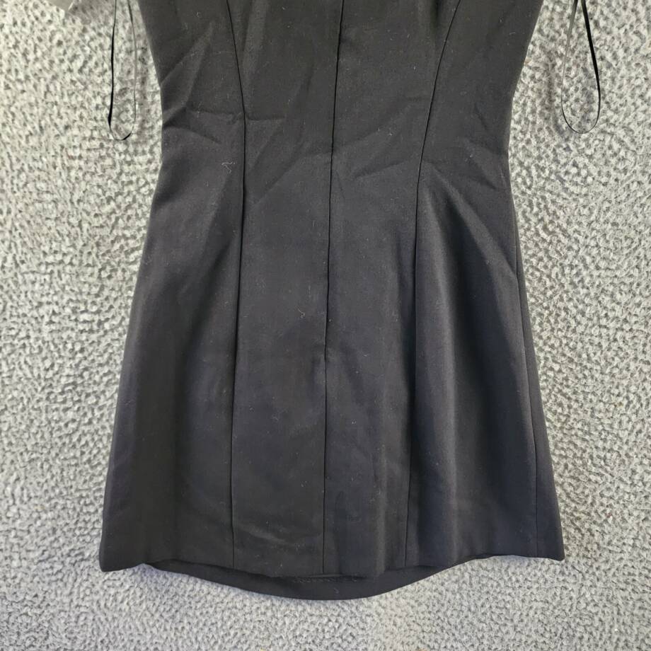 French Connection Whisper Cutout Dress Women's 4 Black V-Neck Back Zip Closure