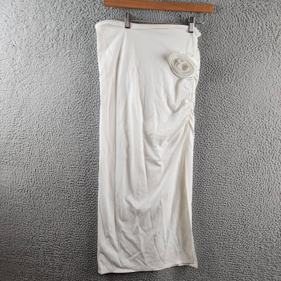 Another Mode Slit Long Ruffle Hem Long Skirt Women's Large White Pullon