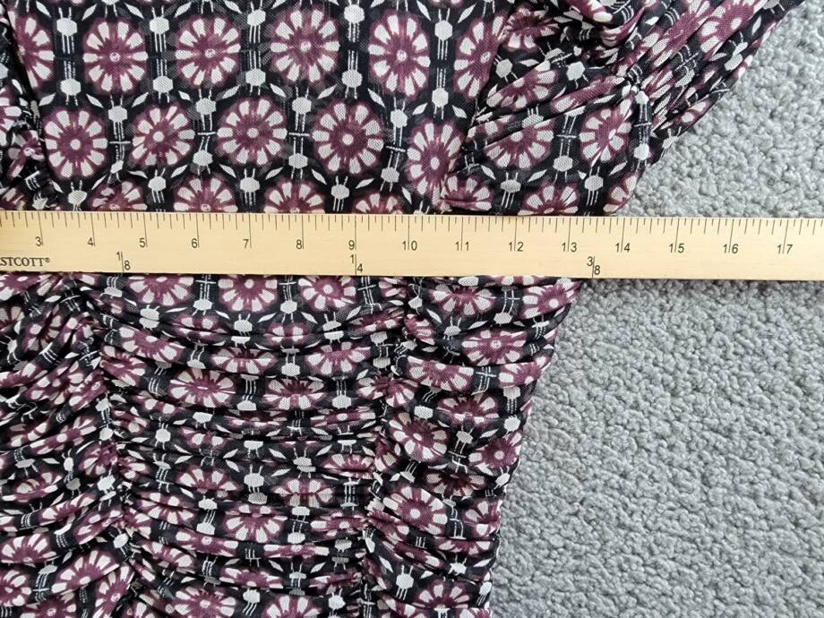 Free People Briella Printed Ruched Midi Dress Women's XS Black Combo Button Back