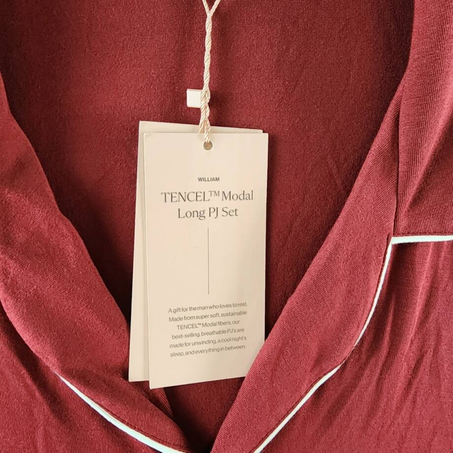 Eberjey William Button Front Pajama Top Men's XL Red/Ivory Contrast Piping L/S