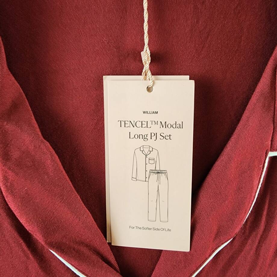 Eberjey William Button Front Pajama Top Men's XL Red/Ivory Contrast Piping L/S