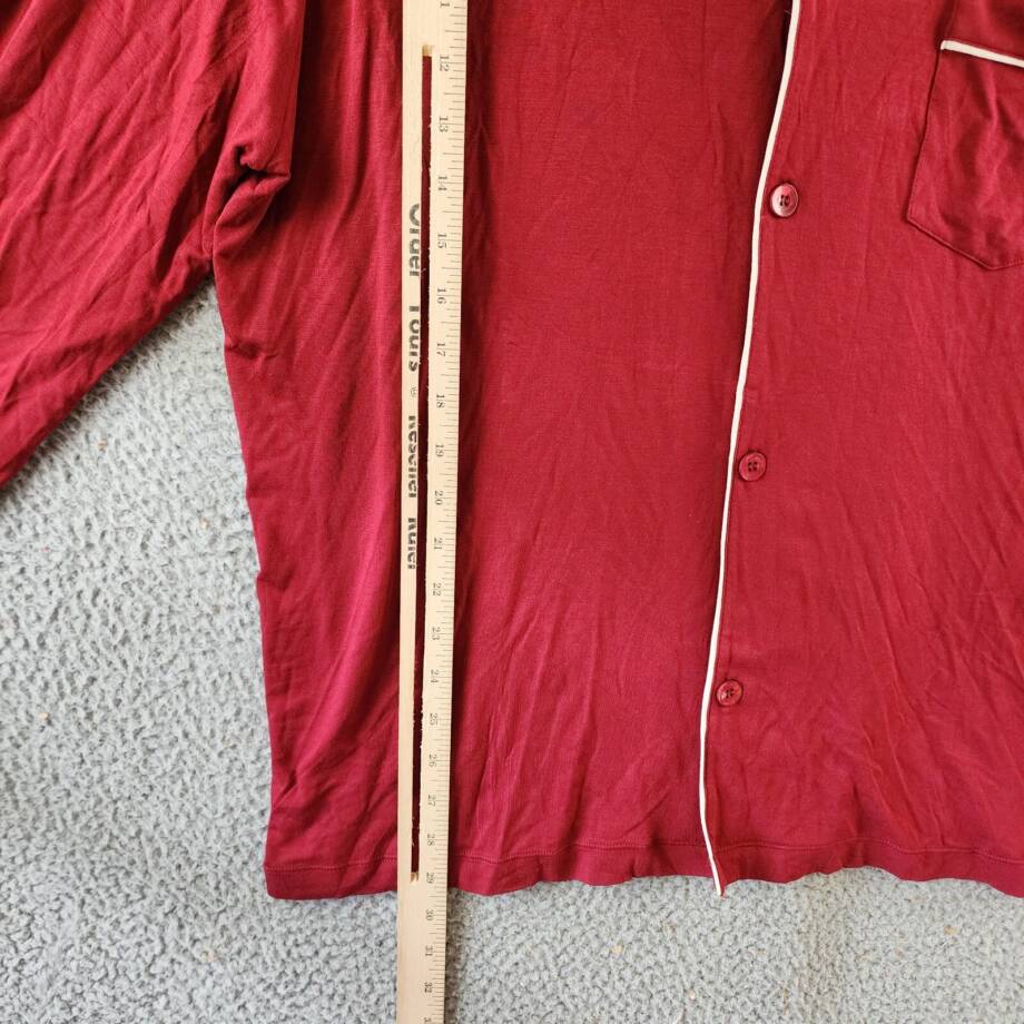 Eberjey William Button Front Pajama Top Men's XL Red/Ivory Contrast Piping L/S