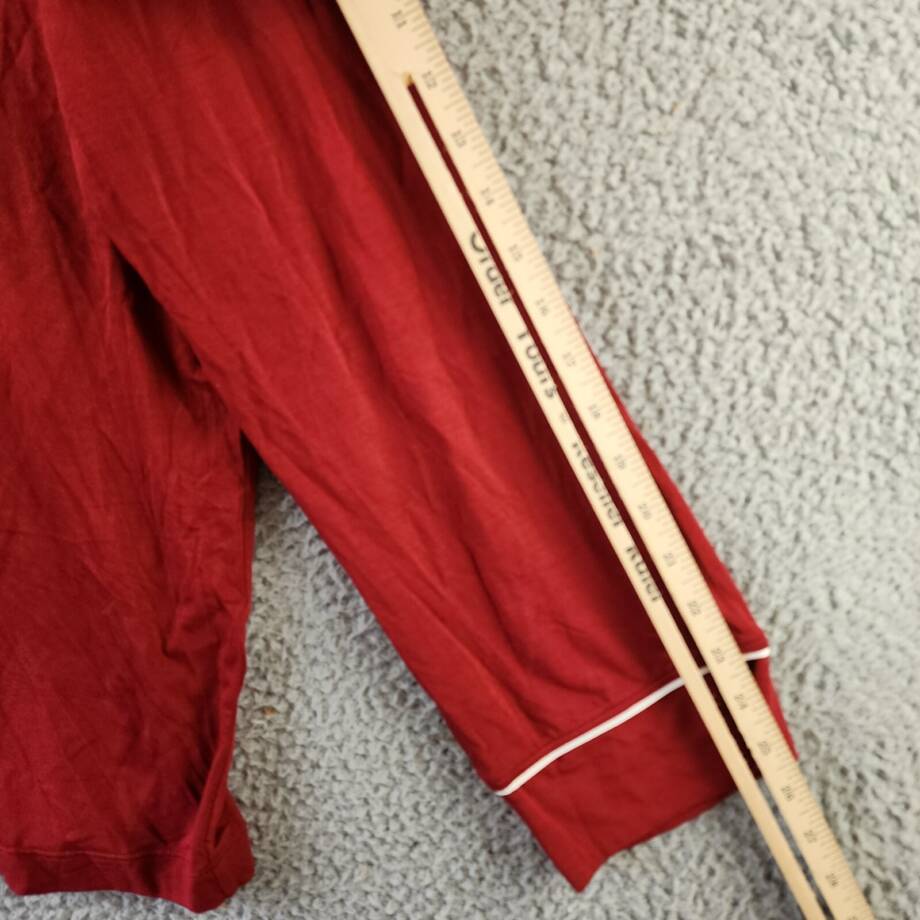 Eberjey William Button Front Pajama Top Men's XL Red/Ivory Contrast Piping L/S
