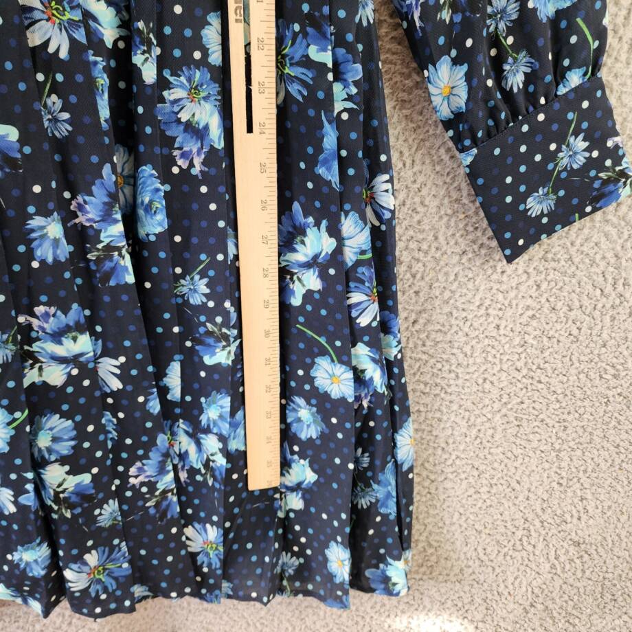 Gracia Belted Mini Dress Women's L Black Multi Floral Scarf Neck Long Sleeve