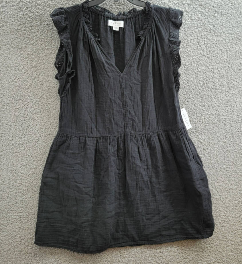 Velvet by Graham & Spencer Grace Ruffle Sleeve Mini Dress Women's S Black S/S