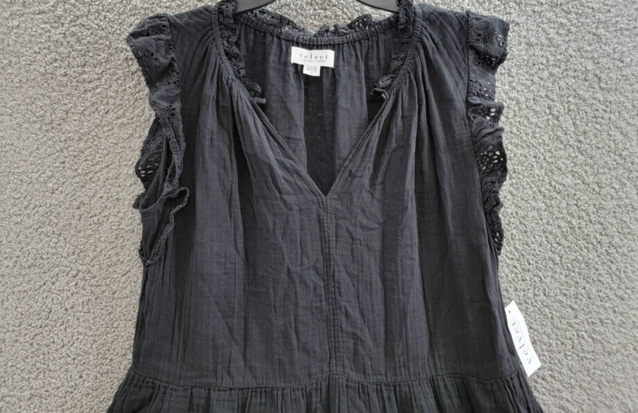 Velvet by Graham & Spencer Grace Ruffle Sleeve Mini Dress Women's S Black S/S