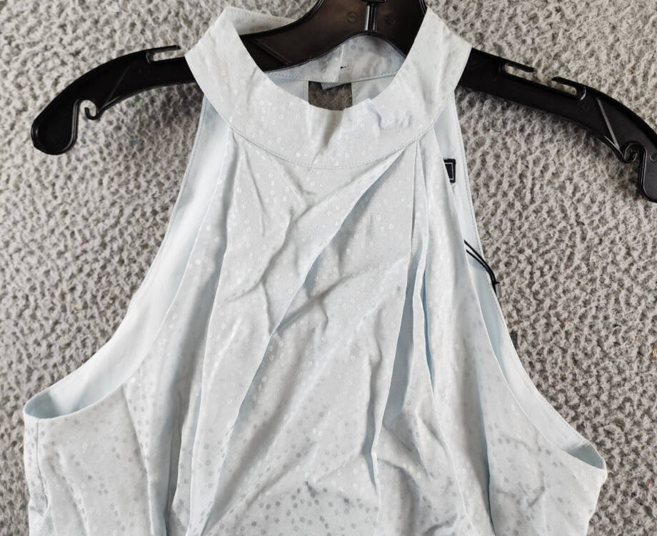 BCBGMAXAZRIA Halter Neck Sleeveless Overdraped Side Tie Top Women's XS Blue