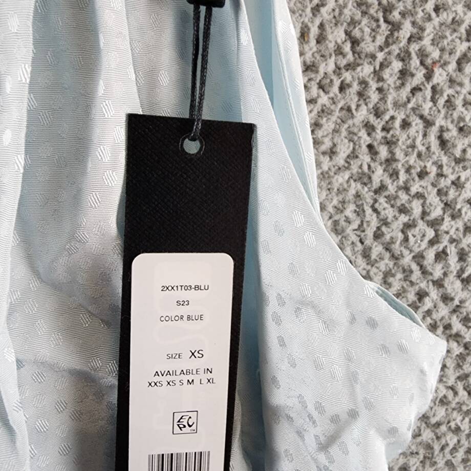 BCBGMAXAZRIA Halter Neck Sleeveless Overdraped Side Tie Top Women's XS Blue