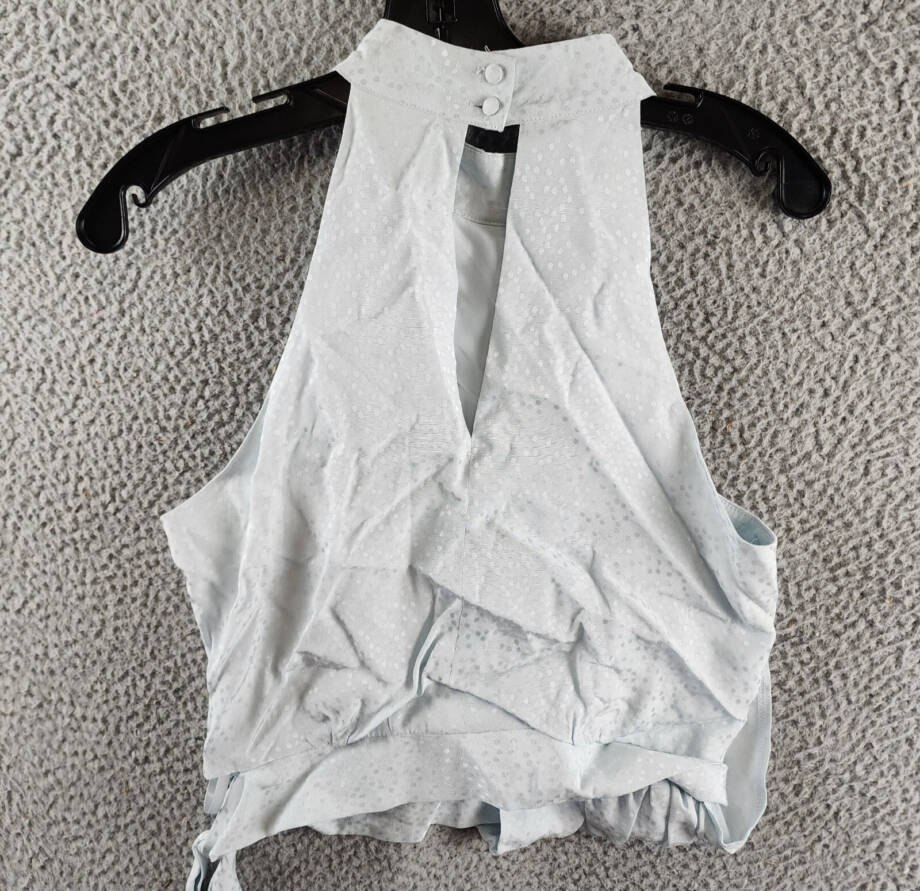 BCBGMAXAZRIA Halter Neck Sleeveless Overdraped Side Tie Top Women's XS Blue