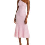 Bardot Albie Knit Maxi Dress Women's 4 Candy Pink One Shoulder Back Zip Closure