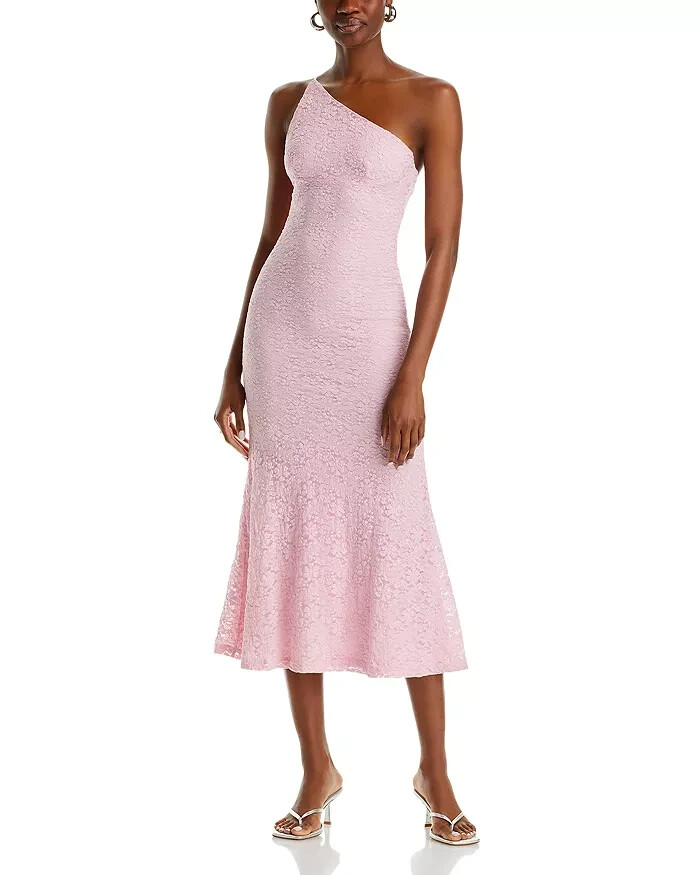 Bardot Albie Knit Maxi Dress Women's 4 Candy Pink One Shoulder Back Zip Closure