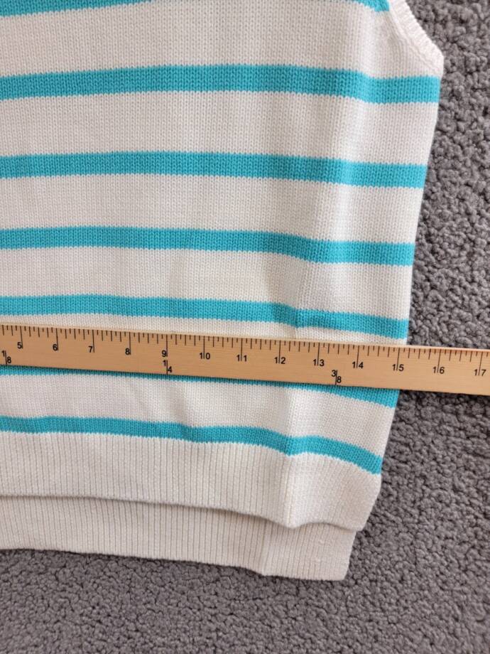 Kule The Gio Tank Top Women's XS White/Aqua Scoop Neck Stripe Pullover