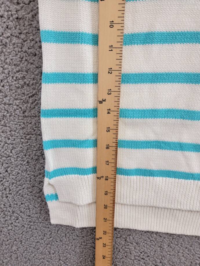 Kule The Gio Tank Top Women's XS White/Aqua Scoop Neck Stripe Pullover