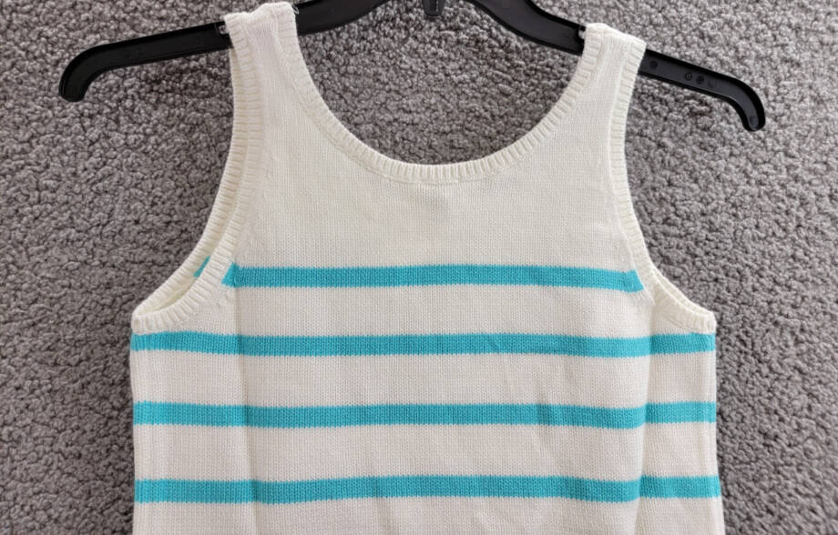 Kule The Gio Tank Top Women's XS White/Aqua Scoop Neck Stripe Pullover