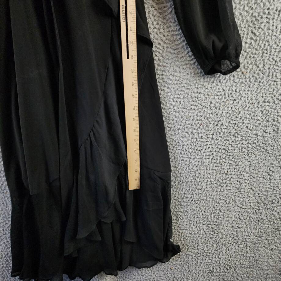 Tommy Hilfiger Chiffon-Sleeve Tulip-Hem Dress Womens 2 Black Round Neck Back Zip