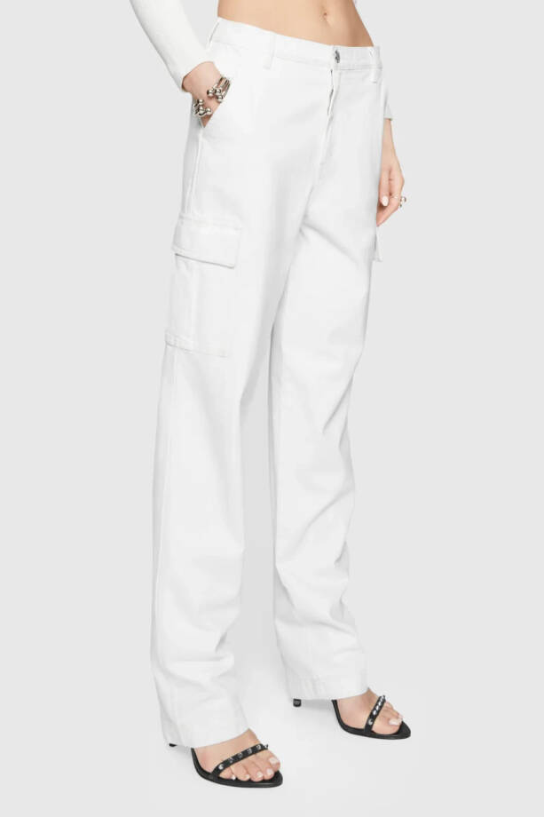 Rebecca Minkoff Stevie Relaxed Cargo Pants Women's 28 White Button Zip Closure