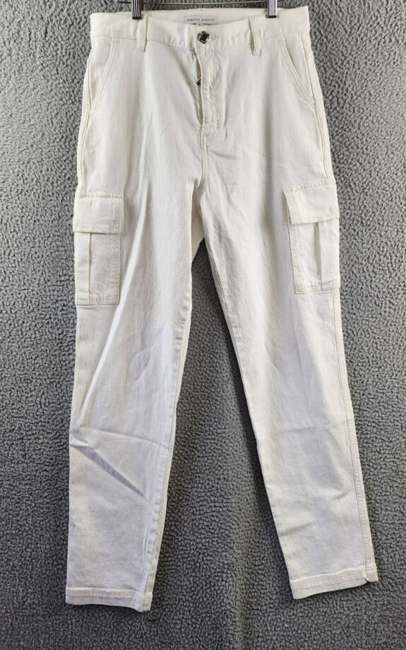 Rebecca Minkoff Stevie Relaxed Cargo Pants Women's 28 White Button Zip Closure