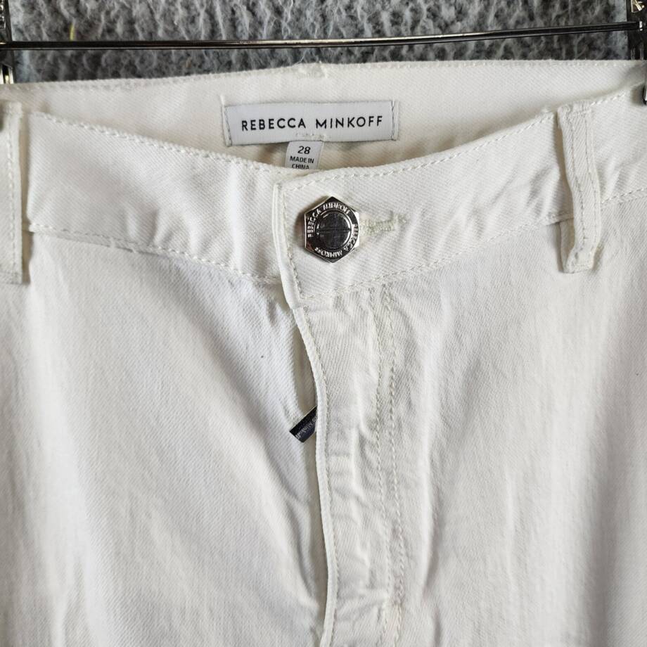 Rebecca Minkoff Stevie Relaxed Cargo Pants Women's 28 White Button Zip Closure