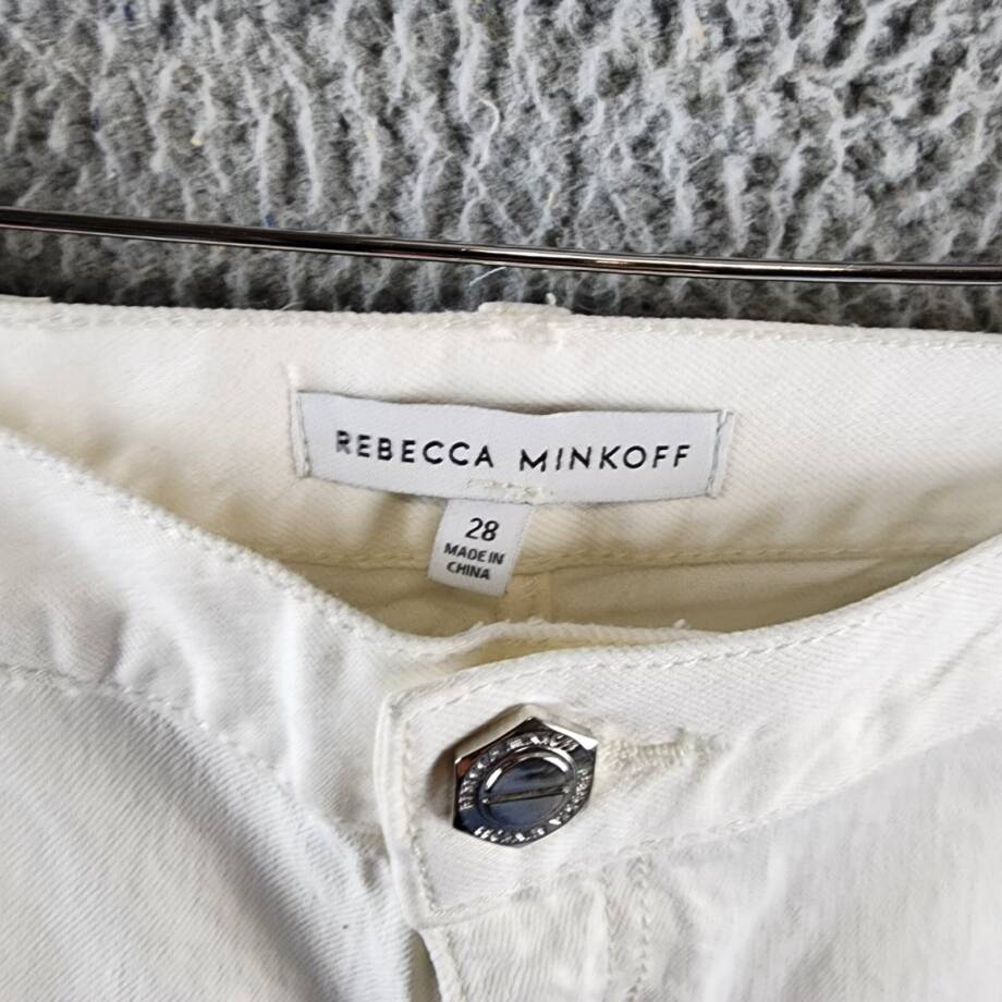 Rebecca Minkoff Stevie Relaxed Cargo Pants Women's 28 White Button Zip Closure