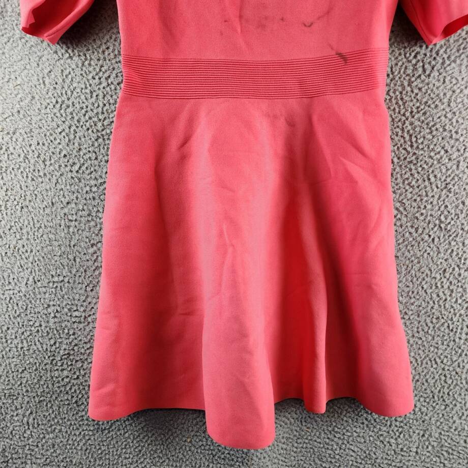 Ted Baker Havliy Puff Sleeve Skater Dress Women's 4 Coral Square Neck Back Zip