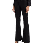 7 For All Mankind Ali High Rise Slit Flare Jeans Women's 31 Coated Black Solid