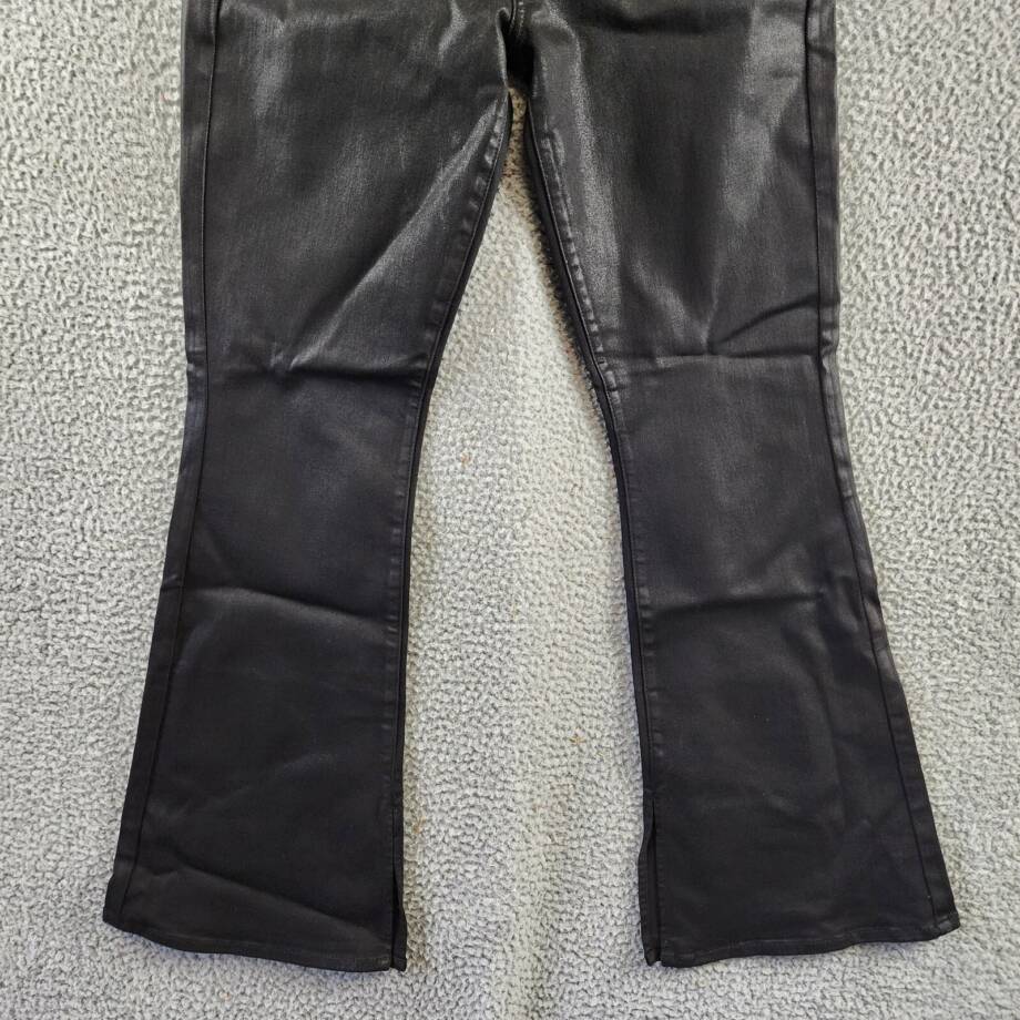 7 For All Mankind Ali High Rise Slit Flare Jeans Women's 31 Coated Black Solid