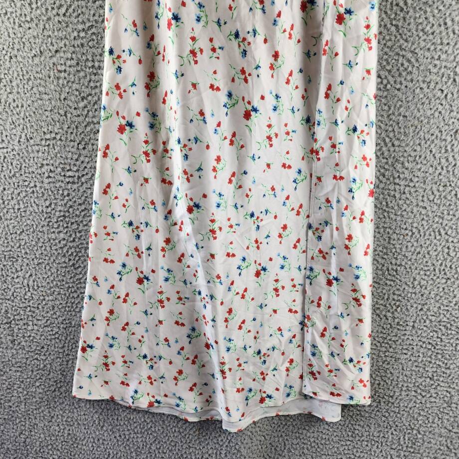 Bardot Annie Floral Midi Skirt Women's 4 White Multi Front Slit Side Zip Closure