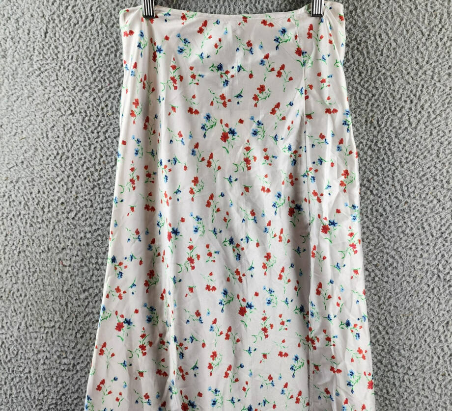 Bardot Annie Floral Midi Skirt Women's 4 White Multi Front Slit Side Zip Closure