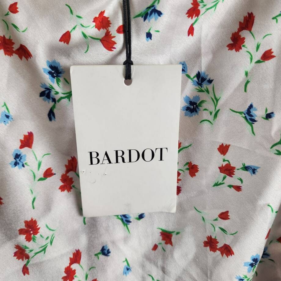 Bardot Annie Floral Midi Skirt Women's 4 White Multi Front Slit Side Zip Closure