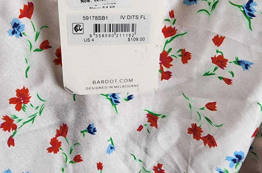 Bardot Annie Floral Midi Skirt Women's 4 White Multi Front Slit Side Zip Closure