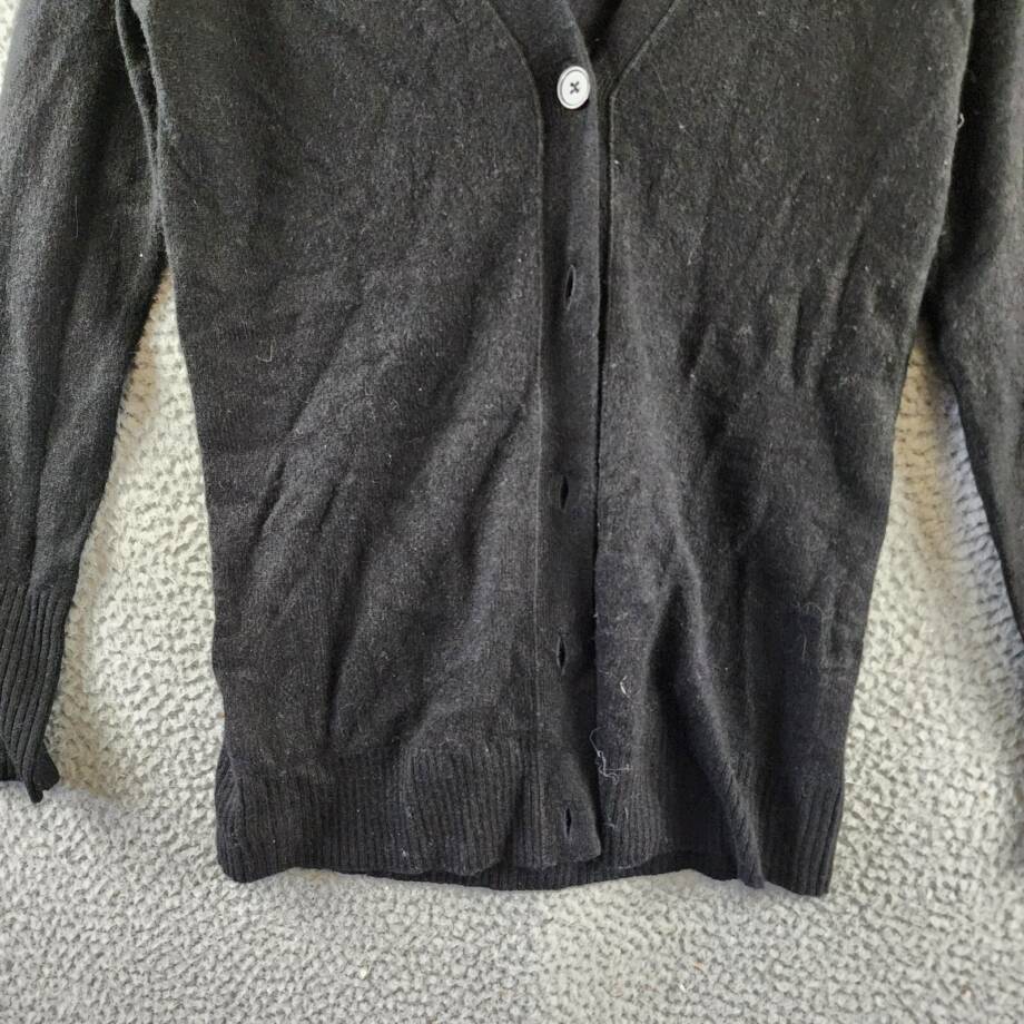 C by Bloomingdale's Cashmere Grandfather Cardigan Women's XS Black Long Sleeve
