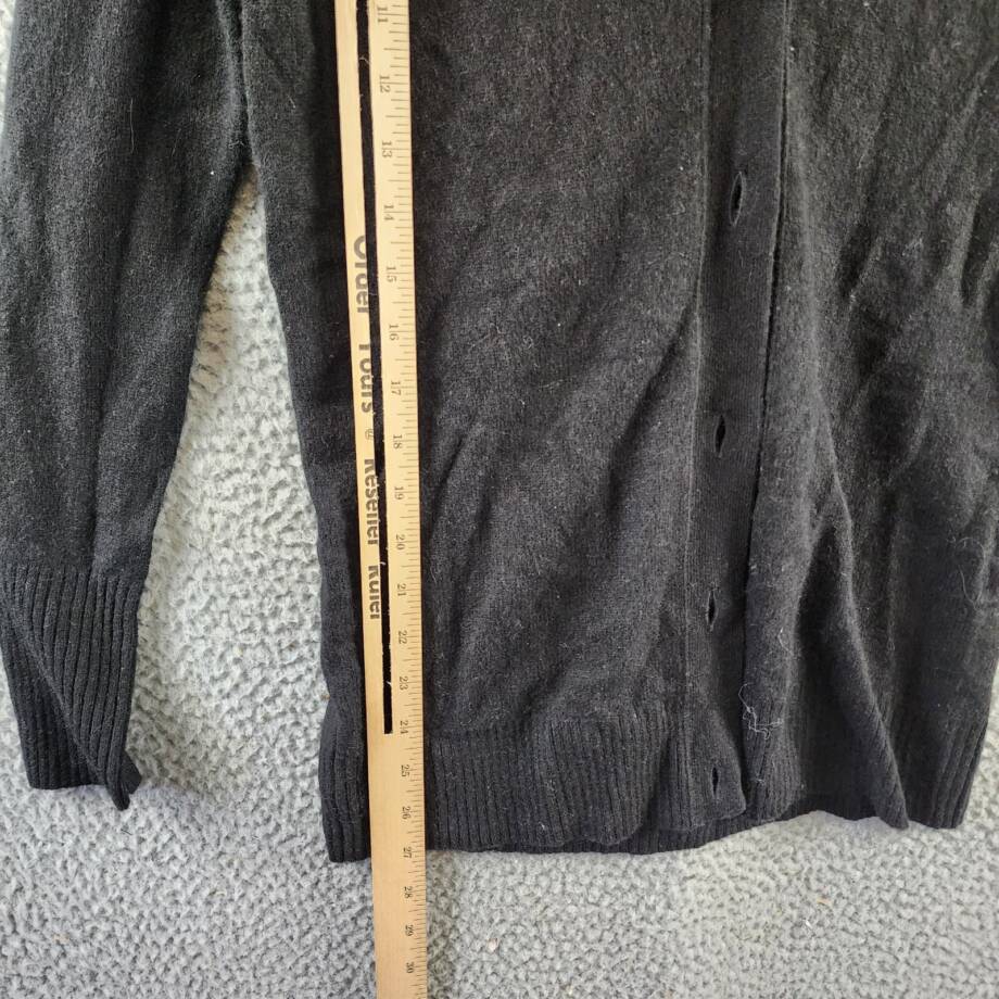 C by Bloomingdale's Cashmere Grandfather Cardigan Women's XS Black Long Sleeve