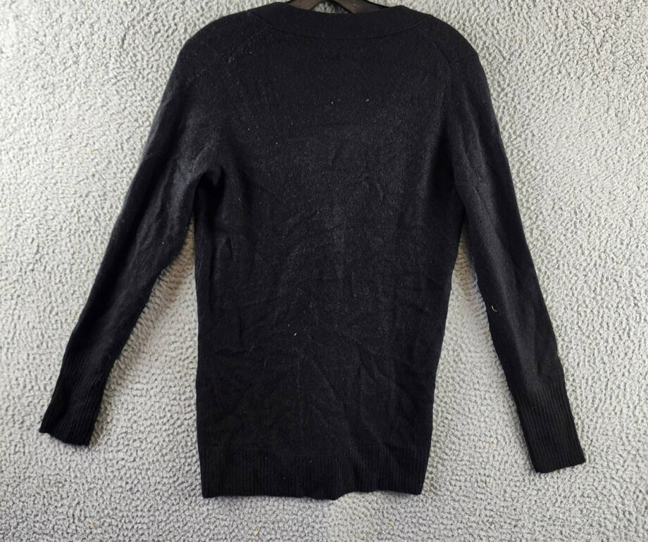C by Bloomingdale's Cashmere Grandfather Cardigan Women's XS Black Long Sleeve