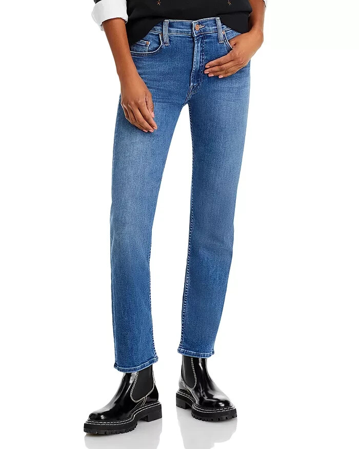 Mother The High Rise Rider Flood Jeans Women's 28 Right On Zip/Button Closure
