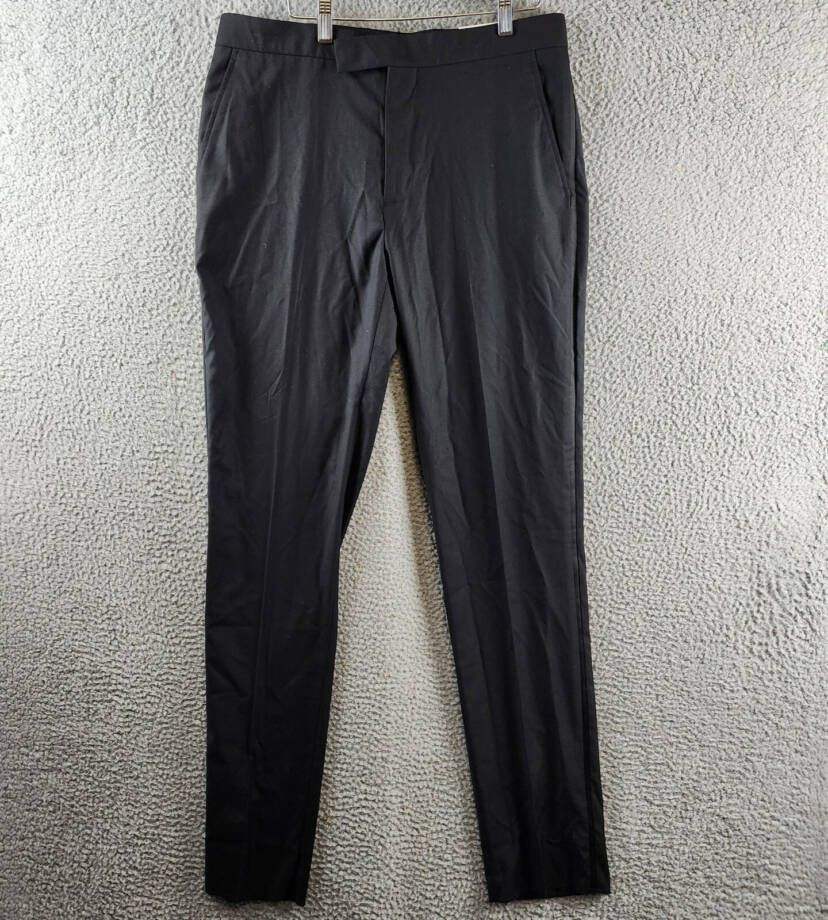 Ben Sherman Stretch Dress Pants Men's 34R Black Side Pockets Zip Hook & Bar