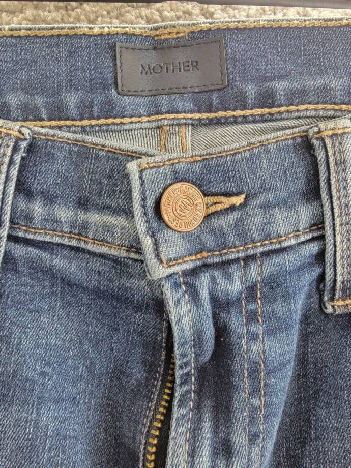 Mother The High Rise Rider Flood Jeans Women's 28 Right On Zip/Button Closure